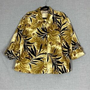 Life Style Shirt / Jacket Sz 2X Floral Jungle Heavy Denim Cotton